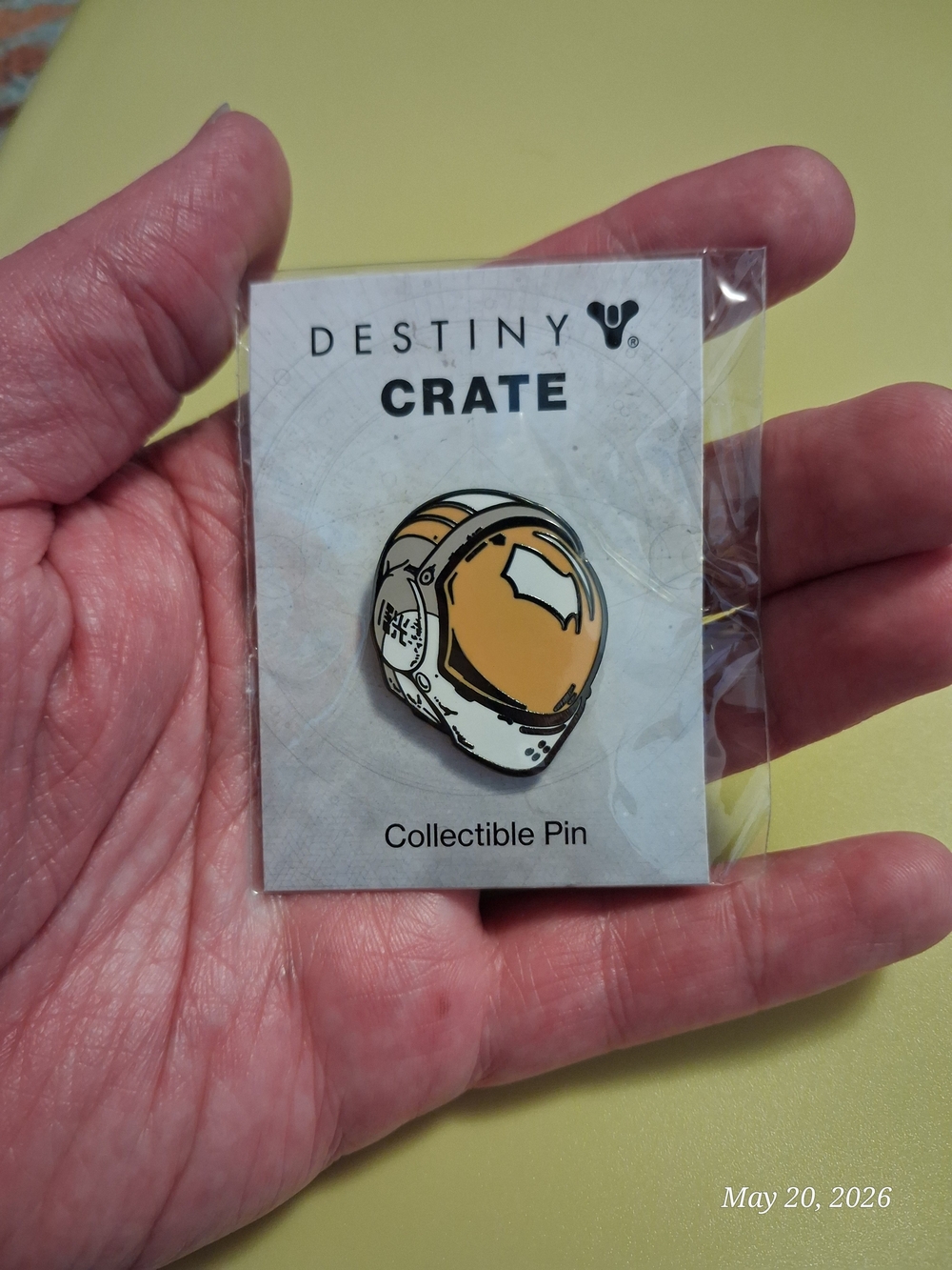 Destiny Crate Yellow and White Helmet Collectible Enamel Pin